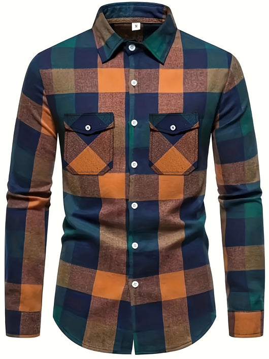 Camisa de Manga Larga con Solapa Elegante para Hombre - Image 45