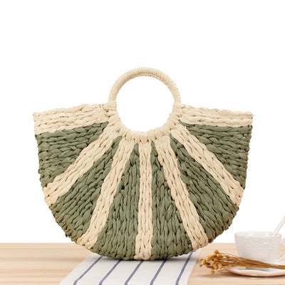 Bolsa de Playa Redonda Tejida a Mano - Bolso Cruzado de Ratán para Mujer - Image 19