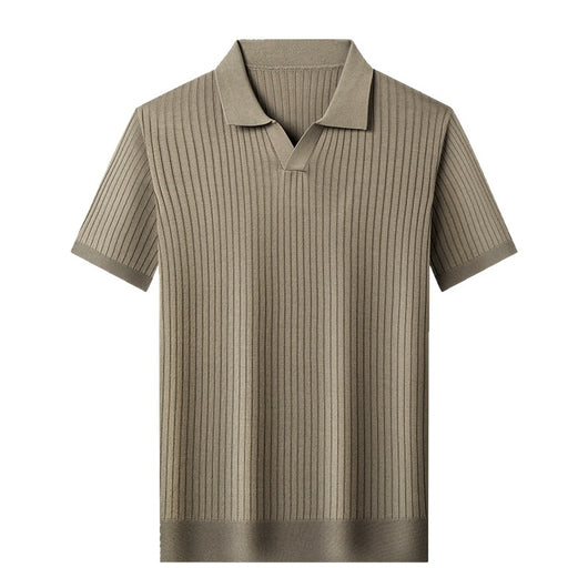 Camiseta de Seda Mulberry para Hombre - Cuello Solapa Manga Corta Lujo Casual - Image 4