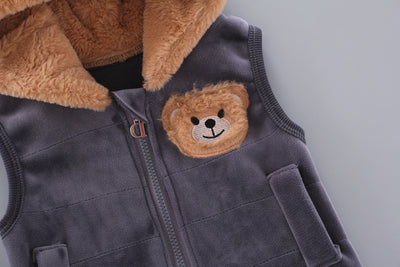 Pijama Infantil Coreano de Terciopelo - Osito Divertido de 3 Piezas - Image 3