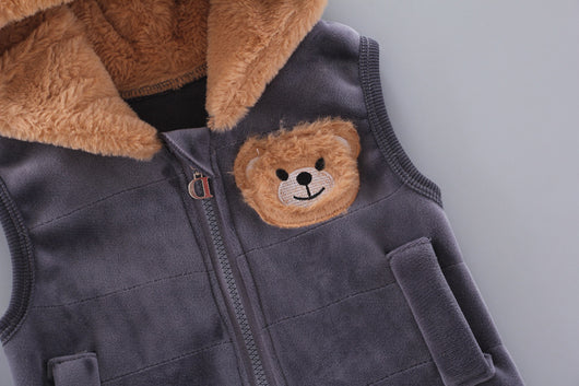Pijama Infantil Coreano de Terciopelo - Osito Divertido de 3 Piezas - Image 3