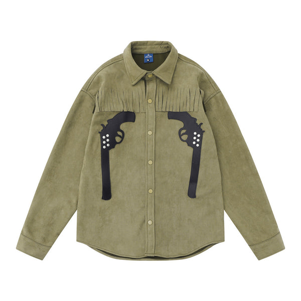 Chaqueta con Parches Bordados de Pistola - Manga Larga