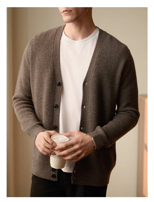 Cardigan de Lana Tejido Cuello V Casual Hombre Otoño Invierno - Image 7