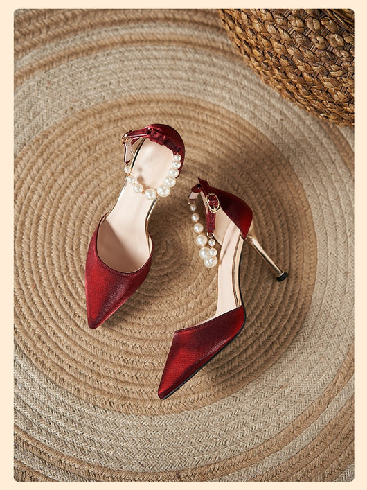 Sandalias de Perla con Tacón Stiletto para Mujer - Talla Pequeña - Image 19