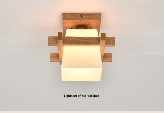 Lámpara de Techo Minimalista Tic-tac-toe en Vidrio y Madera Maciza Estilo Rústico Moderno - Image 9