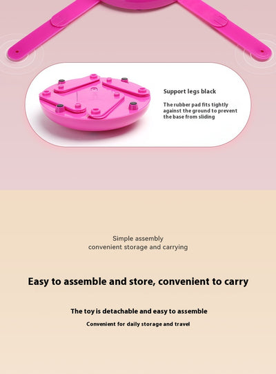 Pink automatic cat toy with a rotating pole and a brown feather attachment, measuring 15cm high. - Image 7