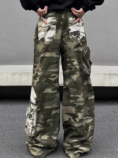 Overol Camuflado Cosido Hombre Estilo Retro Pantalón Casual Recto - Image 12