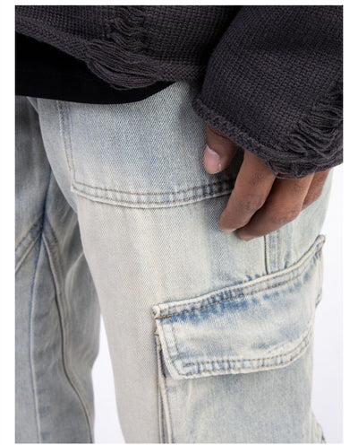 Pantalones Vaqueros Vintage Lavados con Cierre en Bota - Estilo Americano Casual - Image 10