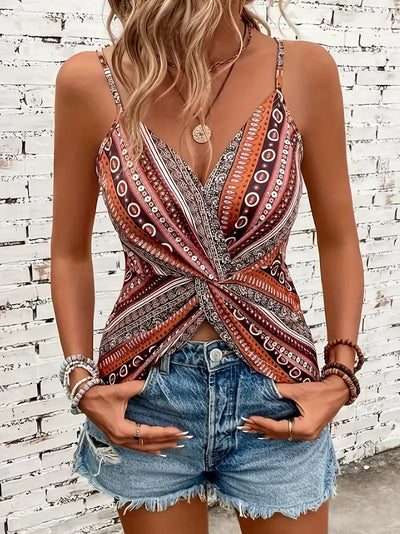 Blusa Retro Étnica con Estampado de Cadena Italiana y Escote en V - Image 37