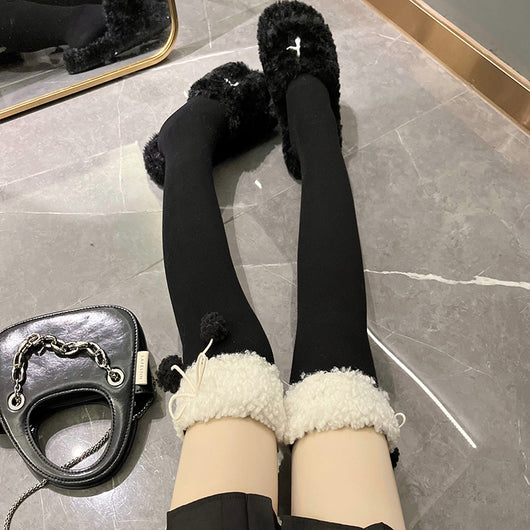 Calcetines Hasta la Rodilla de Lana de Cordero Negro - Image 7
