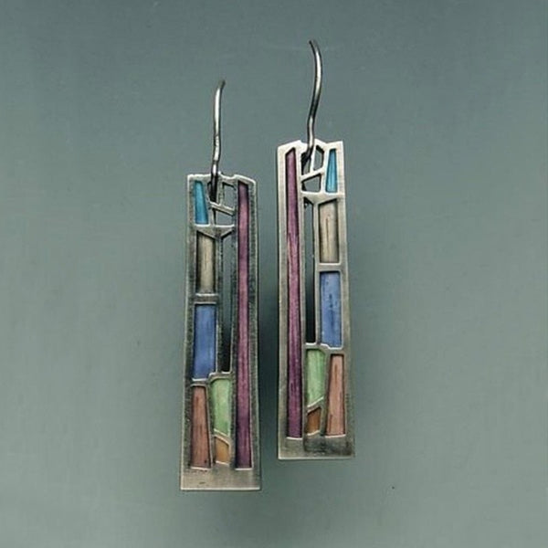 Aretes Largos Bohemios de Color Vintage con Diseño Tribal Calado
