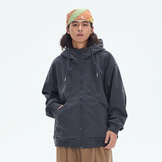Suéter Hoodie de Pareja Otoño con Costuras a Contraste
