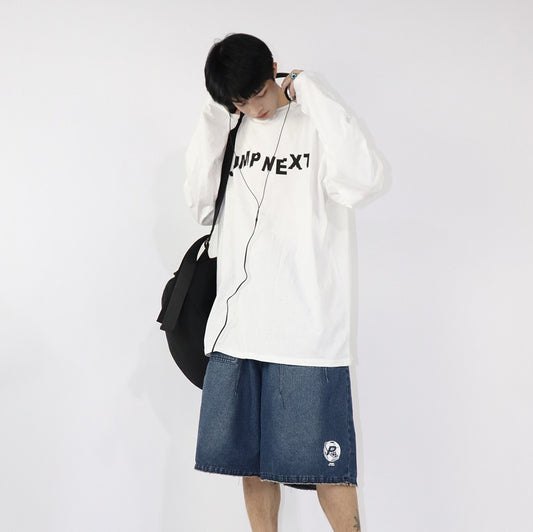 Playera Unisex Manga Larga Cuello Redondo Estampado Vórtice de Letras