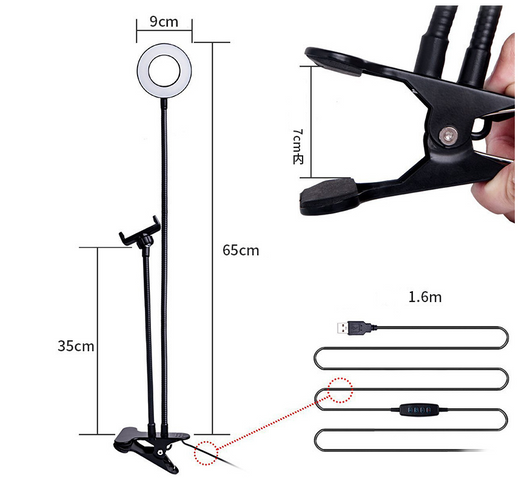 Aro de Luz LED para Selfies con Soporte Ajustable - Iluminación Profesional 8cm - Image 4