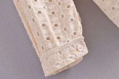 Cardigan Hueco Bordado de Manga Larga para Mujer - Estilo Europeo y Americano - Image 4