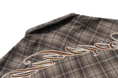 Camisa Cuadros con Bordado de Letras - Corte Holgado y Solapa Clásica - Image 16