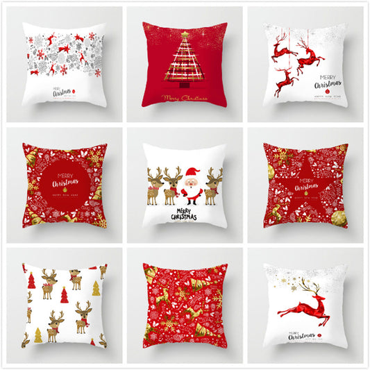 Funda de Almohada de Lino Navideño Premium