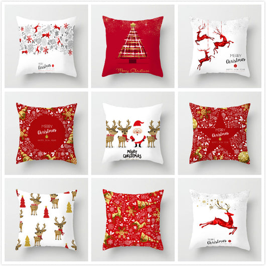 Funda de Almohada de Lino Navideño Premium