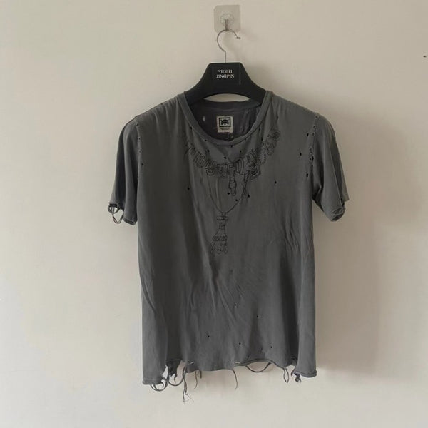 Polera Manga Corta Estilo Vintage Remodelada