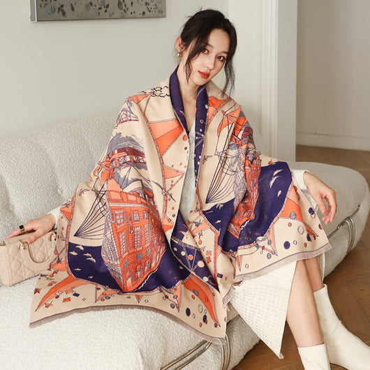 Bufanda de Cachemira Elegante Estilo Nacional Reversible Jacquard Doble Cara - Image 16