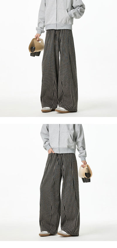 Pantalones Casuales Tejidos a Rayas con Corte Recto para Hombre - Image 11