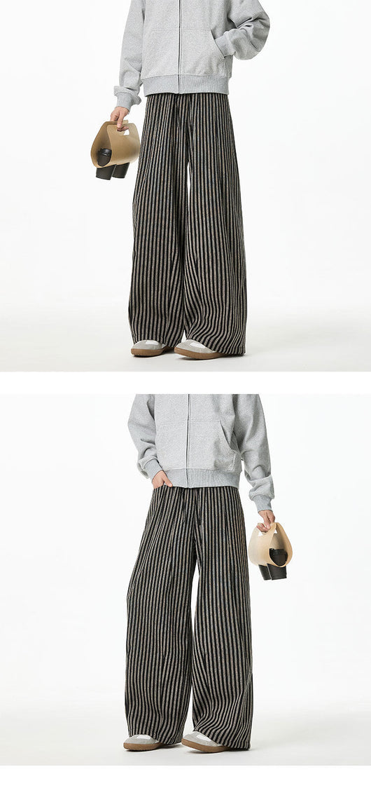 Pantalones Casuales Tejidos a Rayas con Corte Recto para Hombre - Image 11