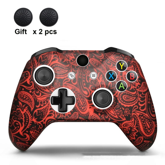 White silicone sleeve for game controller with colorful graffiti pattern, includes two rainbow thumbstick caps. - Image 5
