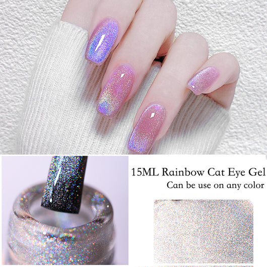 Esmalte de Uñas Efecto Láser Ojo de Gato Arcoíris - Image 2
