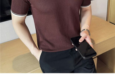 Camiseta de Cuello Redondo con Contraste de Colores en Algodón Stretch - Image 22