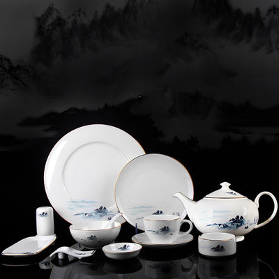 Juego de Vajilla de Porcelana Ósea Premium para el Hogar