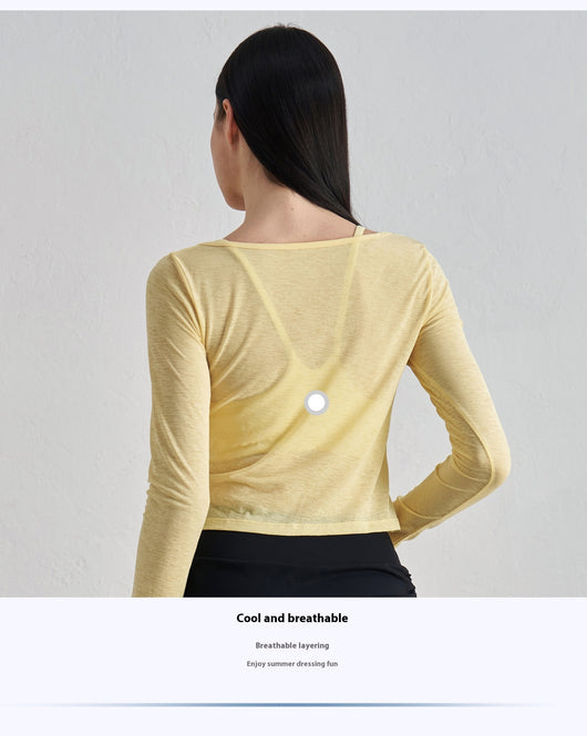 Playera Yoga Mujer Diseño Capas Retorcidas Manga Larga Textura Suave - Image 27