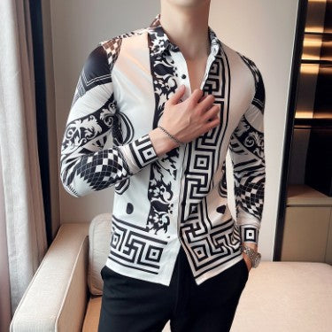 Camisa Manga Larga Estampada Slim Fit para Hombre - Image 9