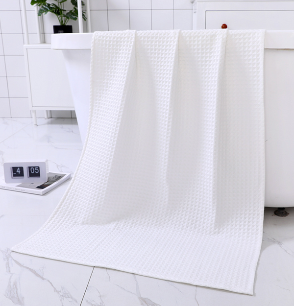 Toalla de Baño de Algodón Puro Textura Waffle - Súper Absorbente y Secado Rápido