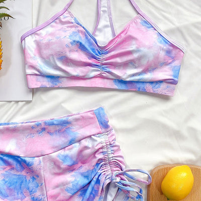 Bikini Brasileño Push-up Tie-dye con Shorts Realzador - Image 15