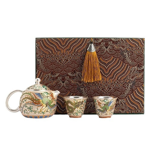 Juego de Té Kung Fu Dragón Fénix Dorado con Esmalte Auspicioso - Image 5