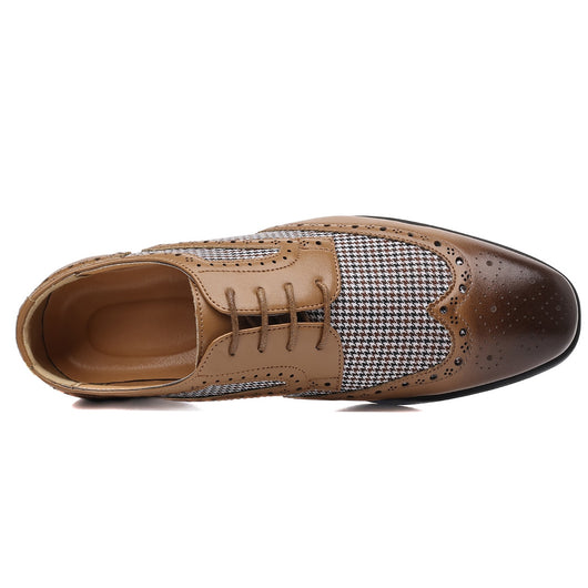 Zapatos Casuales de Cuero con Patrón Pata de Gallo para Hombre - Image 15