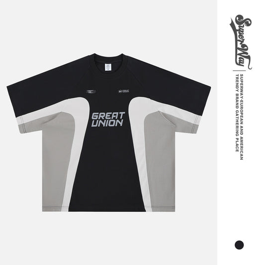 Camiseta de Cuello Redondo Estilo Retro Racing Club con Parches para Hombre - Image 2