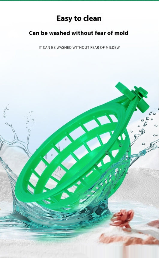 Green plastic bird nest with a grid design and an attached clip, measuring approximately 17.5cm wide. - Image 8