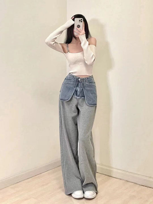 Pantalones Deportivos Denim Cintura Alta con Costuras Reforzadas - Image 5