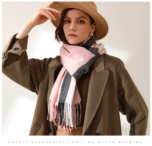 Bufanda de Imitación Cashmere con Rayas Suave - Abrigo Cálido y Elegante - Image 13