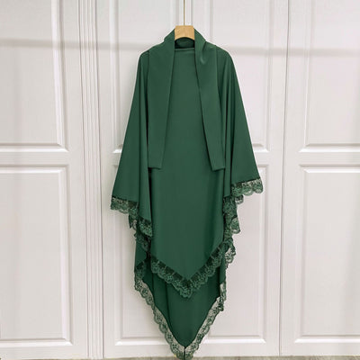 Tocado Árabe Baotou con Encaje - Velo de Moda en Colores Sólidos - Image 3