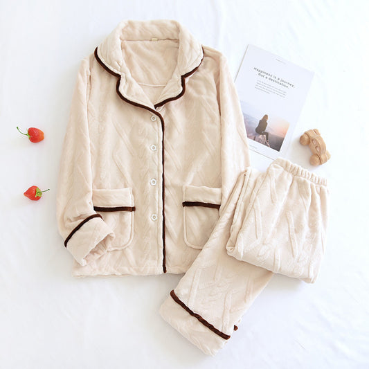 Pijamas de Franela para Parejas Otoño e Invierno