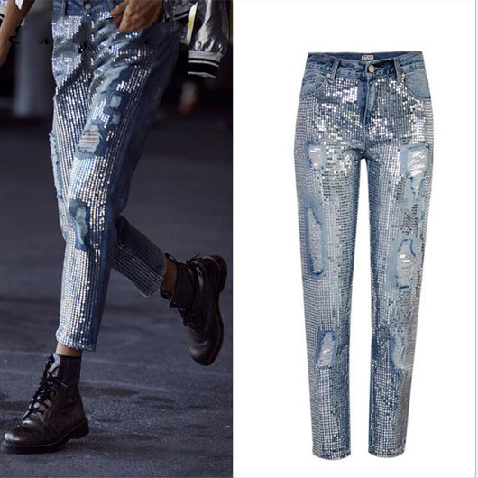 Pantalón Denim Recto Cropped de Tiro Medio para Mujer