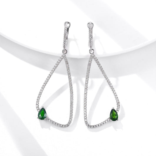 Aretes de Plata S925 con Diopsida Natural para Mujer - Image 9