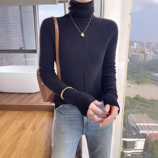 Suéter de Cuello Alto Tejido en Lana para Otoño e Invierno - Ajuste Slim - Image 18