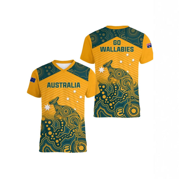 Camiseta Deportiva Infantil con Patrón de Canguro Australiano - Cuello V