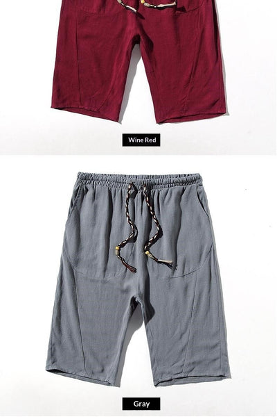 Pantalones Cortos de Lino Holgados para Hombre - Image 24