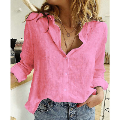 Blusa Cardigan Suelta con Solapa y Botones - Camisa Manga Larga para Mujer - Image 9