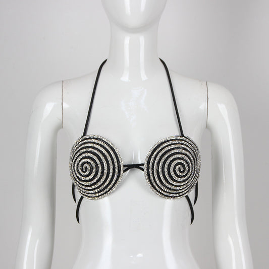 Top Halter Casual con Diamantes y Tirantes Finos