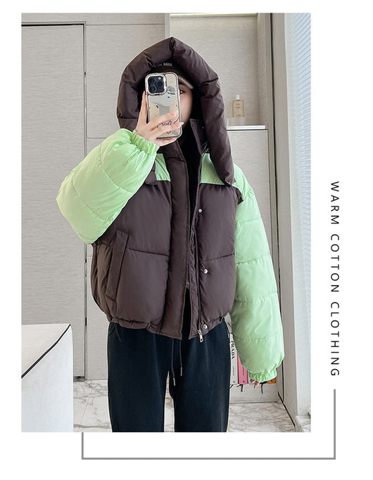 Chaqueta Corta de Algodón con Parches Contrastantes Gruesos para Mujer - Image 12